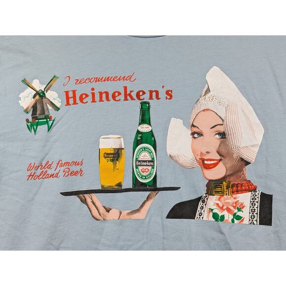 Heineken Beer Advertisement Light Blue Official Shirt Size Large "I Recommend" * - Picture 5 of 8